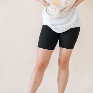 High Rise Ribbed Biker Shorts